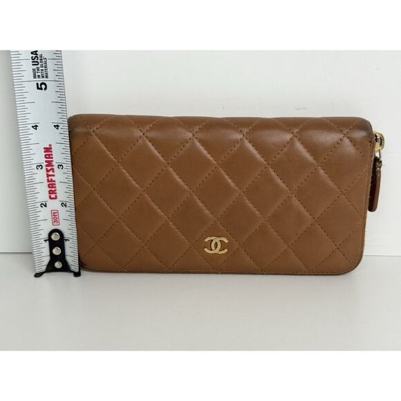 Chanel Timeless Quilted Leather Zip Around Wallet Brown with Gold Hardware - Picture 11 of 14